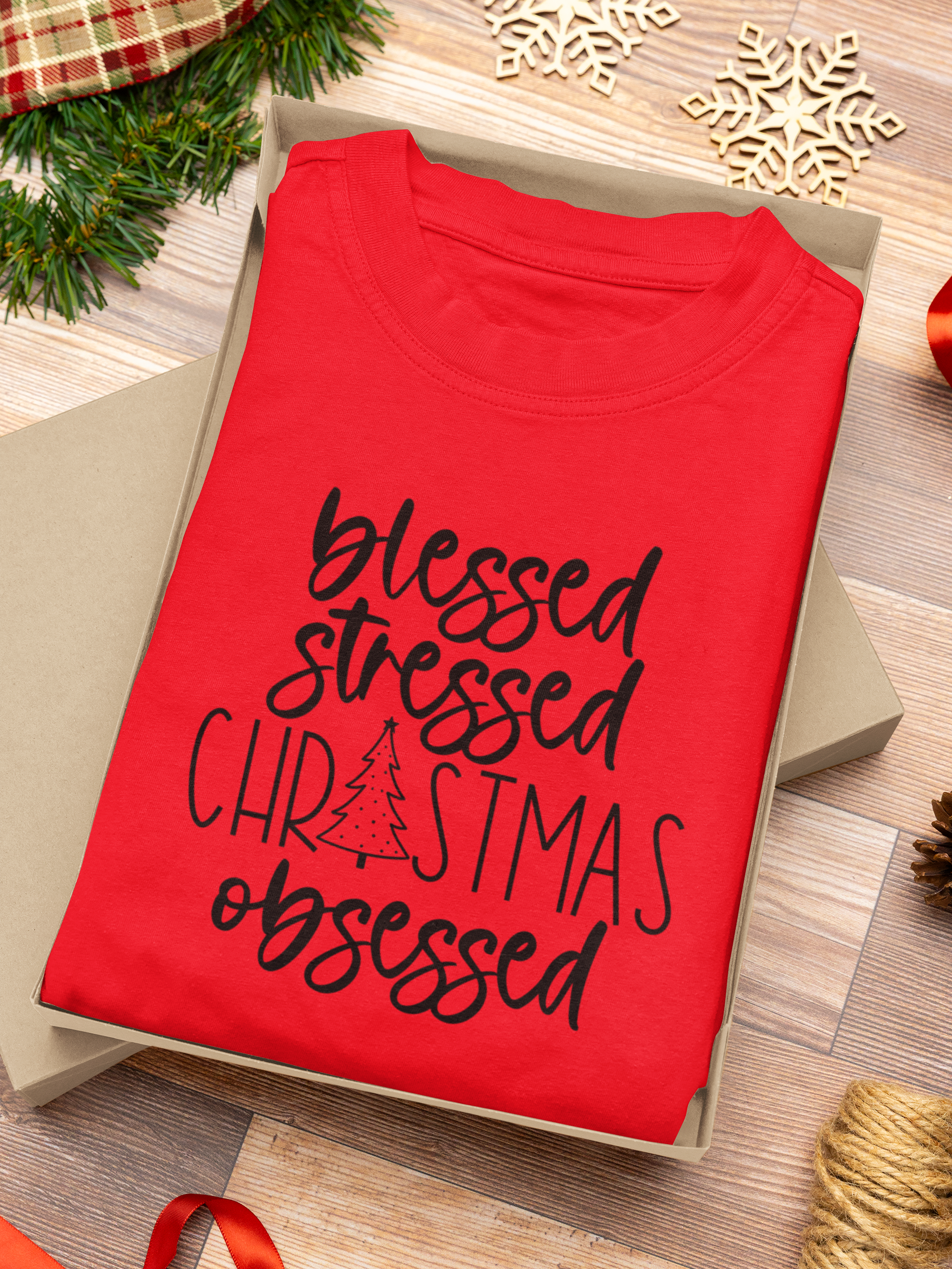 Blesses Stressed Christmas Obsessed Tshirt!