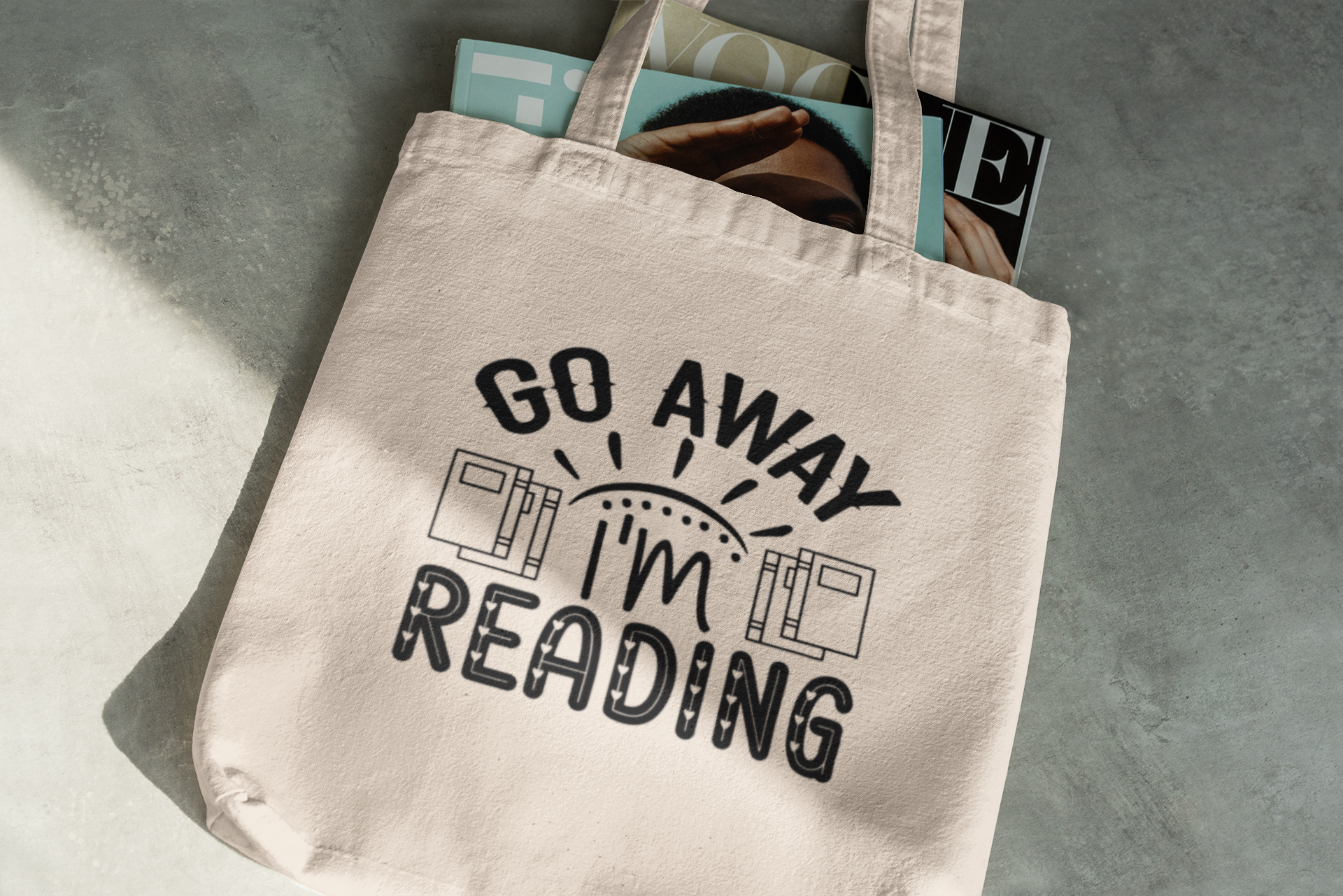 Go Away I'm Reading tote!