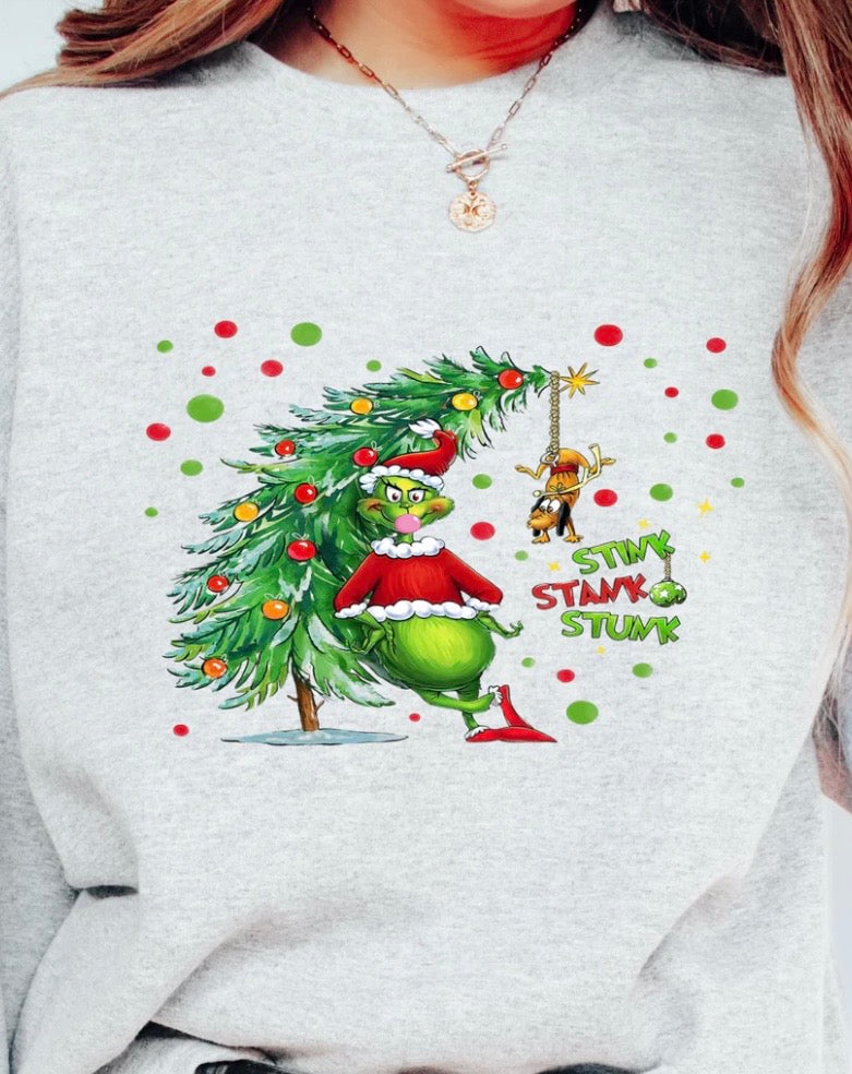 Grinch Stink Stank Stunk Christmas Tree Sweatshirt!