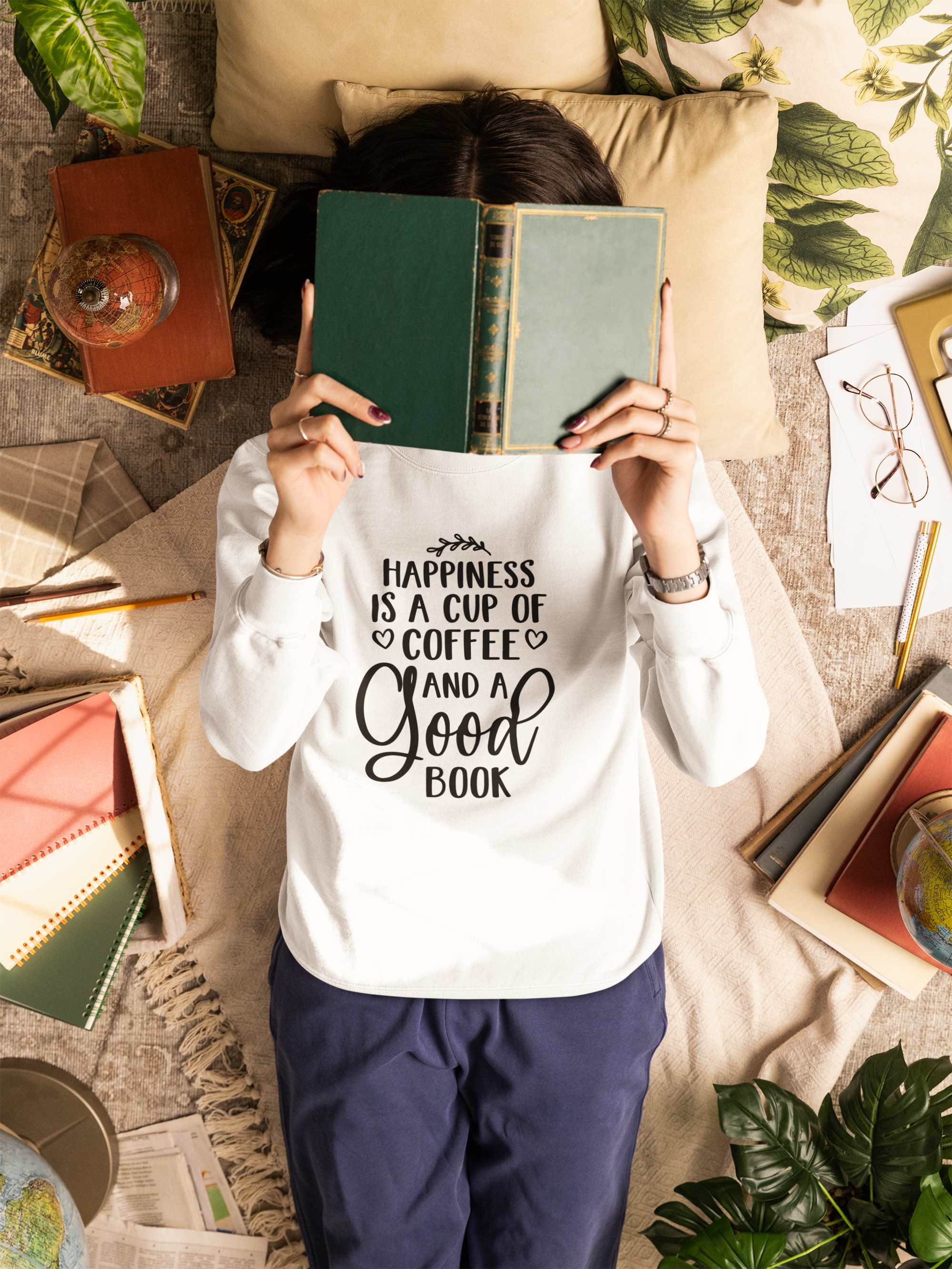 Happiness Is A Cup of Coffee and A Good Book Sweatshirt!