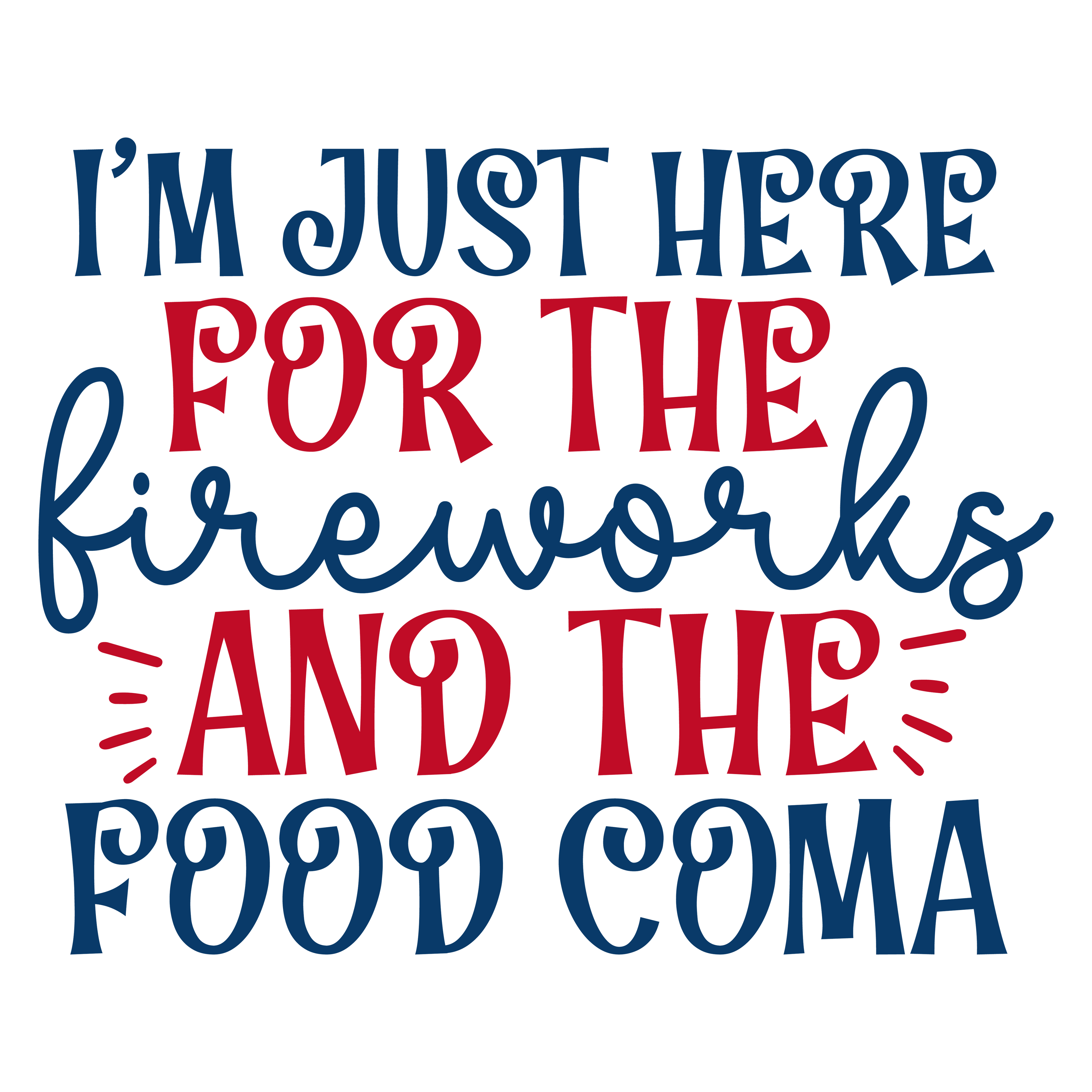 I Am Just Here For The Fireworks & Food Coma Tshirt/Sweatshirt!